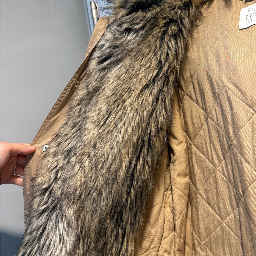 Stella McCartney faux fur lining hooded winter parka coat size IT40 - Picture 7 of 15